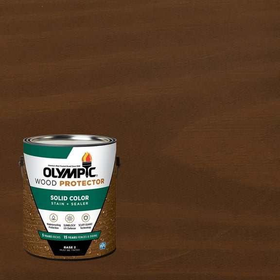 Olympic 1 Gallon SC-1016 Chestnut Brown Exterior Solid Wood Protector Stain Plus Sealer in One