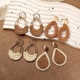 thumbnail image 4 of NICKSUN 4 Pairs Handmade Raffia Rattan Bohemian Round Drop Dangle Earrings for Women, Boho Statement Cute Fun Hoop Earrings Set, 4 of 8