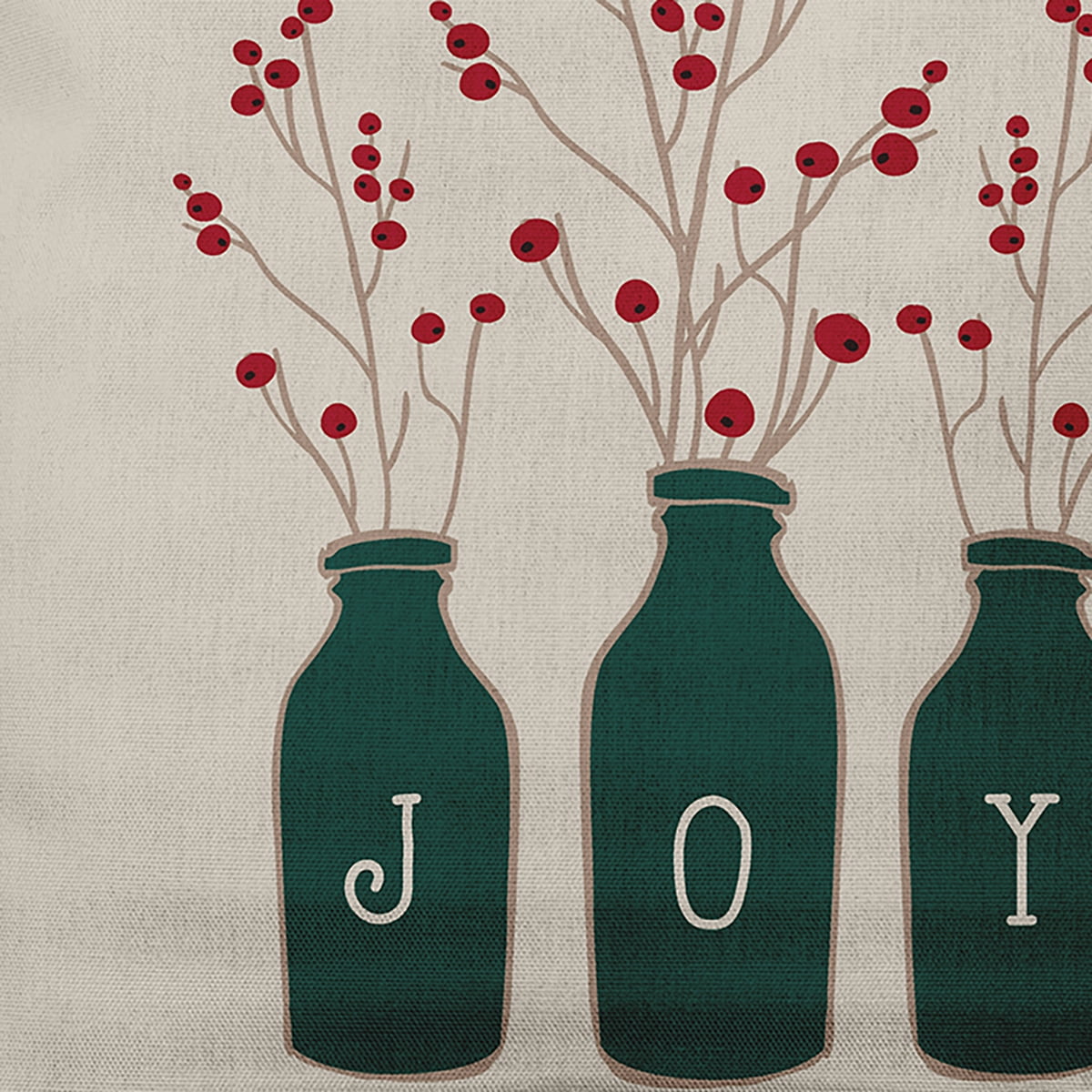Simply Daisy Christmas Green Colored Joy Christmas Soft Spun Polyester Indoor/Outdoor Throw Pillow, 18" x 18"