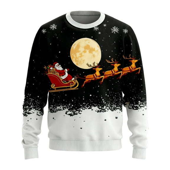 Christmas Sweater Men Funny Casual Long Sleeve Crewneck Pullover Sweaters Reindeer Santa Winter Warm Cozy Xmas Gifts Christmas Sweaters