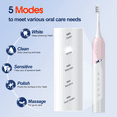 thumbnail image 3 of OasiSmile Sonic Electric Toothbrush for Adults, Patented Design 50000 VPM Deep Clean 5 Modes 120-Day Battery Rechargeable Travel Toothbrush with 4 Soft Brush Heads, Pink, 3 of 6