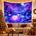 thumbnail image 3 of Luminous Lotus Moon Pagoda with Starry Sky, Dreamy Fantasy for Space Lovers, Mystical Celestial Wall Art, Halloween Gift Tapestry Wall Hanging for Bedroom and Living Room, 3 of 7