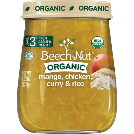 Beech-Nut Organic Stage 3 Mango Chicken Curry with Rice Baby Food, 4.25 oz, (Pack of 10)