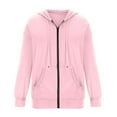thumbnail image 1 of Pocket Long Sleeve Hooded Threaded Sweater Ladies Zipper Top, 1 of 4