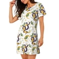 thumbnail image 2 of Kdxio Snake And Moon Pattern Womens Short Sleeve Sleepshirt Scoopneck Cute Nightdress Ruffle Comfy Nightgown, 2 of 6