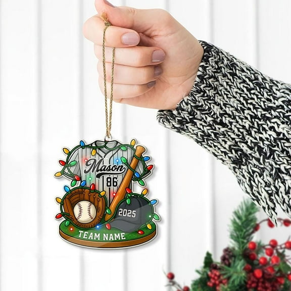 Personalized Baseball Acrylic Christmas Ornament 2025 Custom Player Name & Number, Team Jersey Sports Holiday Tree Decor, Fan Keepsake