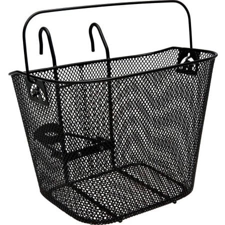 black Bell Tote 900 Front Handlebar Metal Basket with Wood Base 