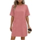 thumbnail image 1 of Mujeres Manga Corta Tops Impresión Casual Cuello Redondo Vendaje Vestido Falda de las Señoras, Vestido de Manga Corta para las Mujeres, 1 of 6