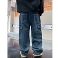 thumbnail image 3 of Usaibhir Boy's Girls Casual Straight Leg Jeans Loose Denim Pants with Pockets 6-16 Years, 3 of 9