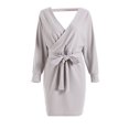 thumbnail image 3 of Vestido Mini de punto Nikou cruzado simulado para mujer S M L XL 2XL, 3 of 5