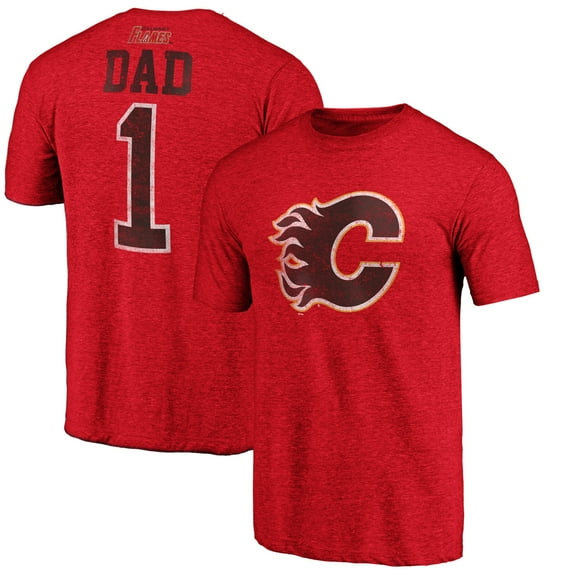Men's Red Calgary Flames Greatest Dad Tri-Blend T-Shirt