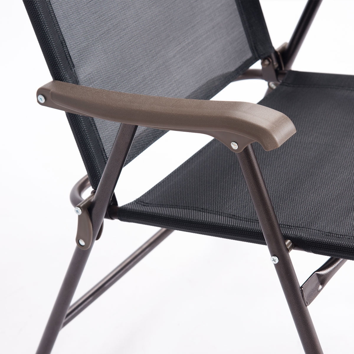 Costway Set of 2 Patio Folding Sling Back Chairs Camping Deck Garden Beach Black