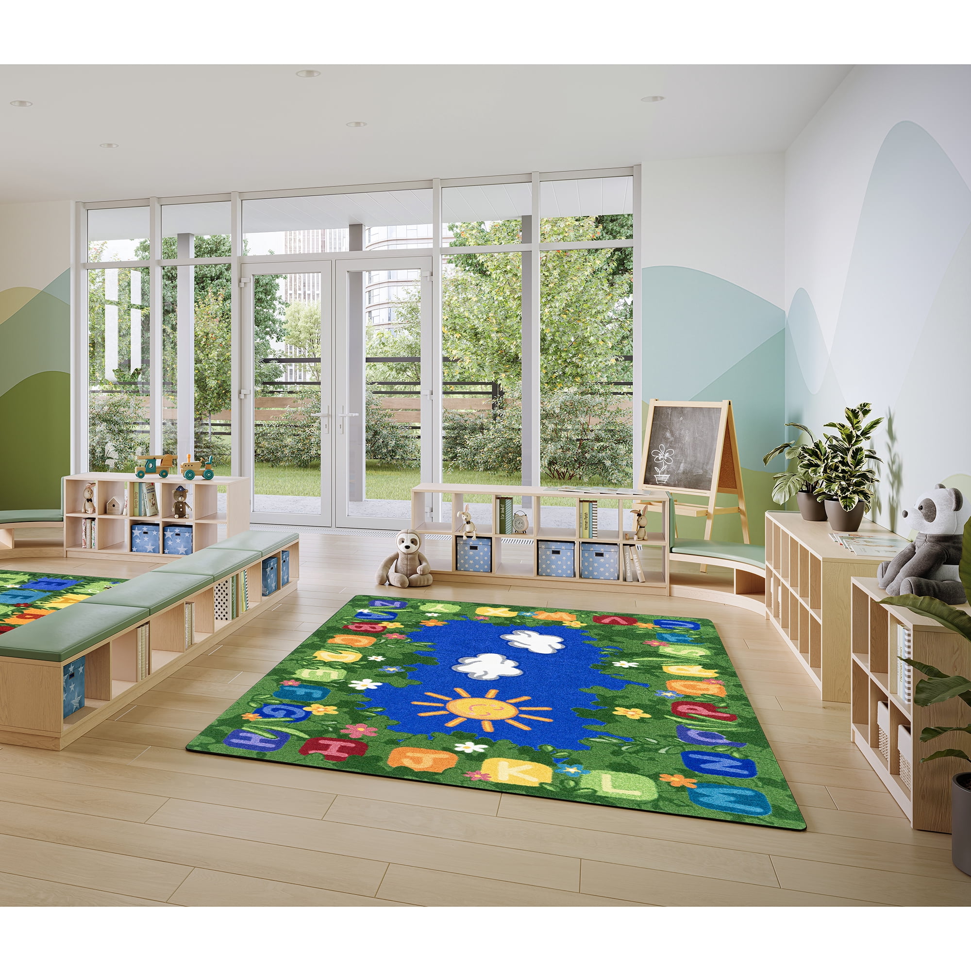 Joy Carpets Learning Garden 5'4" x 7'8" Indoor Area Rug in Color Multi