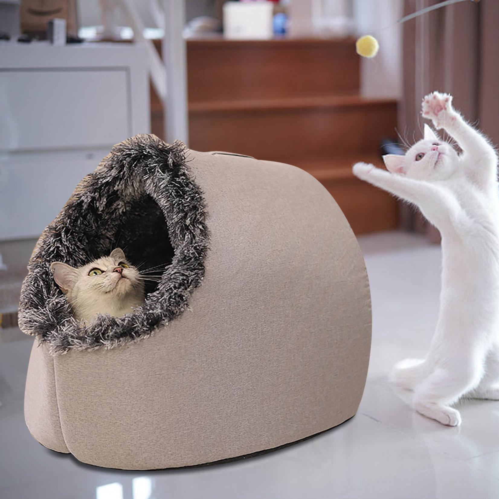 Warm Pet Cave Bed, Thick Warm Enclosed Portable Sleeping Bed For Dogs And Cats In Winter,Indoor Kitten Nest Kennel Hut for Small Medium Pets