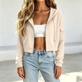 thumbnail image 5 of Maean Women's Crop Zip up Hoodies Coat Casual Hooded Sweatshirts Fall Cargo Jacket with Pockets, 5 of 7