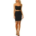 thumbnail image 2 of INSPIRE CHIC Women's Skirt Tassel Trim High Waist Asymmetrical Hem Bodycon Skirt XS Black, 2 of 5