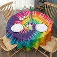 thumbnail image 3 of Colorful Tie Dye Pattern Round Tablecloth 60"x60",Wrinkle Wipeable Table Cloth for Kitchen Dining Room Picnic Patio Party, 3 of 6