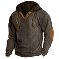 thumbnail image 5 of Fall Sweatshirts for Men Trendy New Mens Vintage Corduroy Button up Hoodies Fall Long Sleeve Drawstring Pullover Sweatshirt with Elbow Patch Brown M, 5 of 7