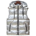 thumbnail image 1 of Men's Shiny Padded Vest Removable Hooded Outdoor Sleeveless Jacket, 1 of 4