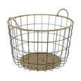 thumbnail image 2 of Better Homes & Gardens 2-Pack Round Wire Storage Baskets with Woven Trim, Black Metal, 18"D x 12"H – Decorative Organizer Bin for Pantry, Closet, Bathroom, Home Office, 2 of 6
