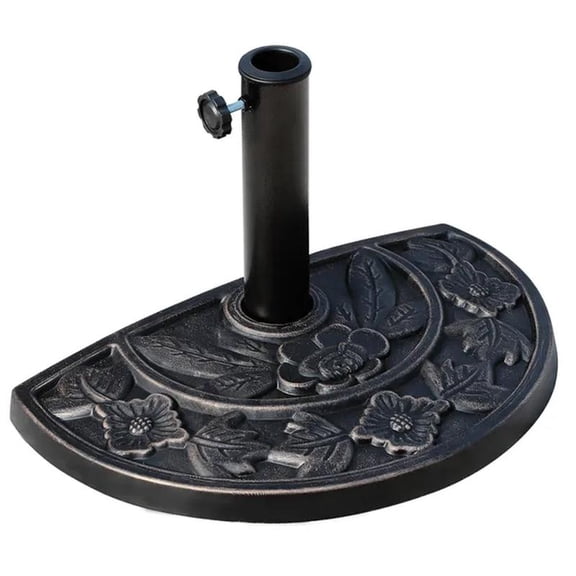 Half Round Patio Umbrella Base Outdoor Decorative Resin Parasol Stand Holder for Pole, Lawn, Deck, Garden Use, Bronze