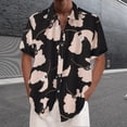 thumbnail image 3 of Camisas Vaqueras Para Hombre Manga Larga Camisa de solapa de manga corta con estampado suelto de moda de verano para hombre (Black, M), 3 of 7