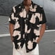 thumbnail image 3 of Camisas Vaqueras Para Hombre Manga Larga Camisa de solapa de manga corta con estampado suelto de moda de verano para hombre (Black, M), 3 of 7