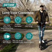 Gotrax APEX MAX Adult Electric Scooter with 8.5 Honeycomb Tire, 18mph & 14 miles Range, 500W Peak, 264 lbs Max Load, Matt Black
