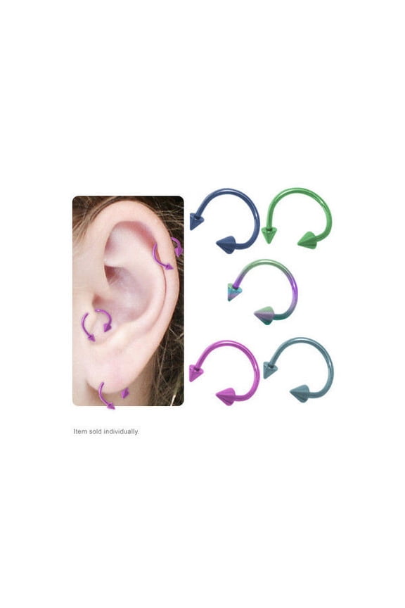 Titanium Cartilage Twister Ring with Spike Beads