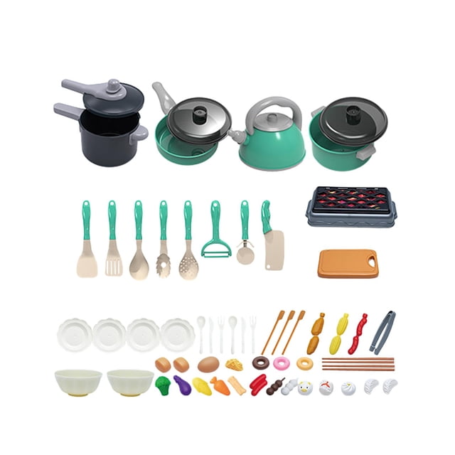 TISHITA Kitchen Playset Steam Pressure Pot Cookware Kitchen Accessories Set for Kids 61pcs