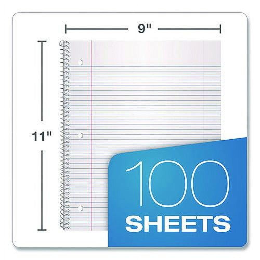 Poly One-Subject Notebook, Medium/College Rule, Randomly Assorted Cover Color, (100) 11 x 9 Sheets | Bundle of 5