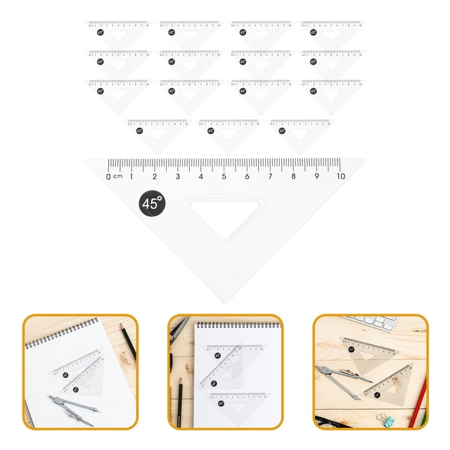 AURARMLET 12Ud De Plásticas Triangulares Transparentes Para Oficina Y Dibujo Geométrico