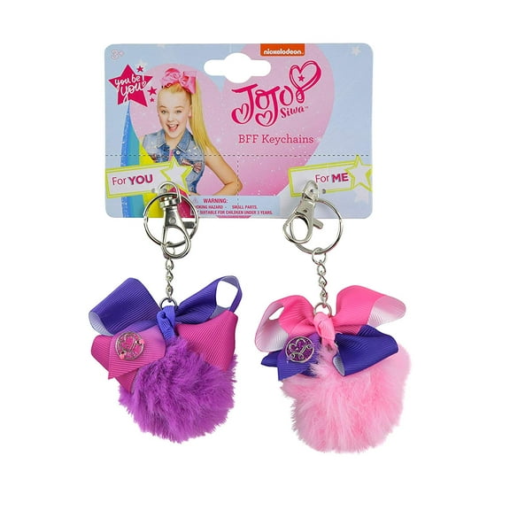 Keychain - 2pk Furball BFF Jojo Siwa - Pink Pom Pom Ball Fashion Purse Punk