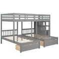 thumbnail image 4 of Newest Full Over Twin & Twin Bunk Bed, Wood Triple Bunk Bed with Drawers , Guardrails, 4 of 9