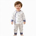 thumbnail image 3 of TOWED22 Toddler Boy Outfit Long Sleeve Print Sweatshirts and Pants Set 2Pcs Infant Baby Spring Fall Winter Clothes Sets Size:1-2 Y,Color:Blue, 3 of 7