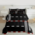 thumbnail image 2 of Homewish Sport Car Track Queen Comforter Set,Speed Extreme Theme Bedding Sets,Black White Checkered Bedding Comforter Set For Boy,Breathable Home Decor Reversible,3 Pieces, 2 of 8
