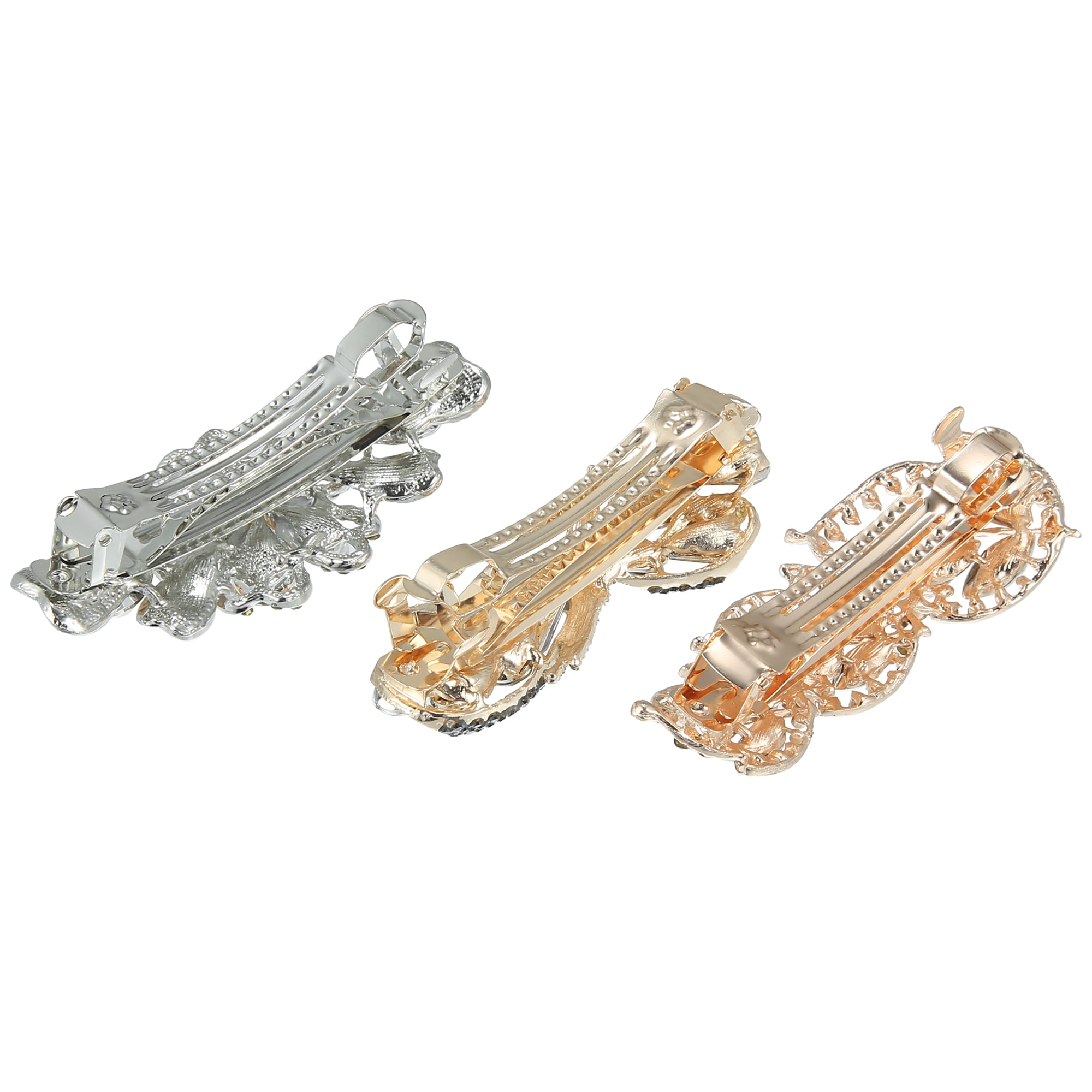 Unique Bargains 3 Pcs Hair Barrettes, Vintage Shining Rhinestone Flower Hair Accessories