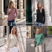 SUNBS Women's Long Sleeve Tunic Blouses Fall Button Side Ruched Shirts Crewneck Casual Tops Fashion Clothes