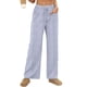 thumbnail image 1 of Amzcrzy Pantalones Mujer A Rayas Informales Cintura Alta Cordón Elástico Tipo Bóxer Cómodos Holgados Anchos Con Bolsillos Tallas S-2XL Azul, 1 of 9