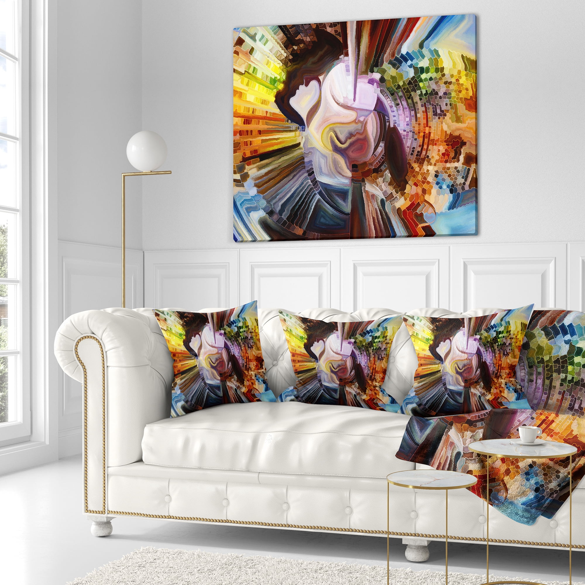 Designart Layers of Inner Paint - Abstract Throw Pillow - 18x18
