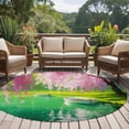thumbnail image 4 of Round Area Rug 8 Ft, Pink Flower Tree Washable Non-Slip Circle Carpet for Living Room/Bedroom, Spring Lake Boat Country Natural Scenery Collection Low-Profile Large Area Rugs for Indoor, 4 of 8