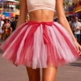 thumbnail image 2 of Yuanlong Womens Mini Skirts Elastic Waist Bow Detail Layered Tutu Skirts Summer Party Playful Cute Fashion Short Half Dress, 2 of 4