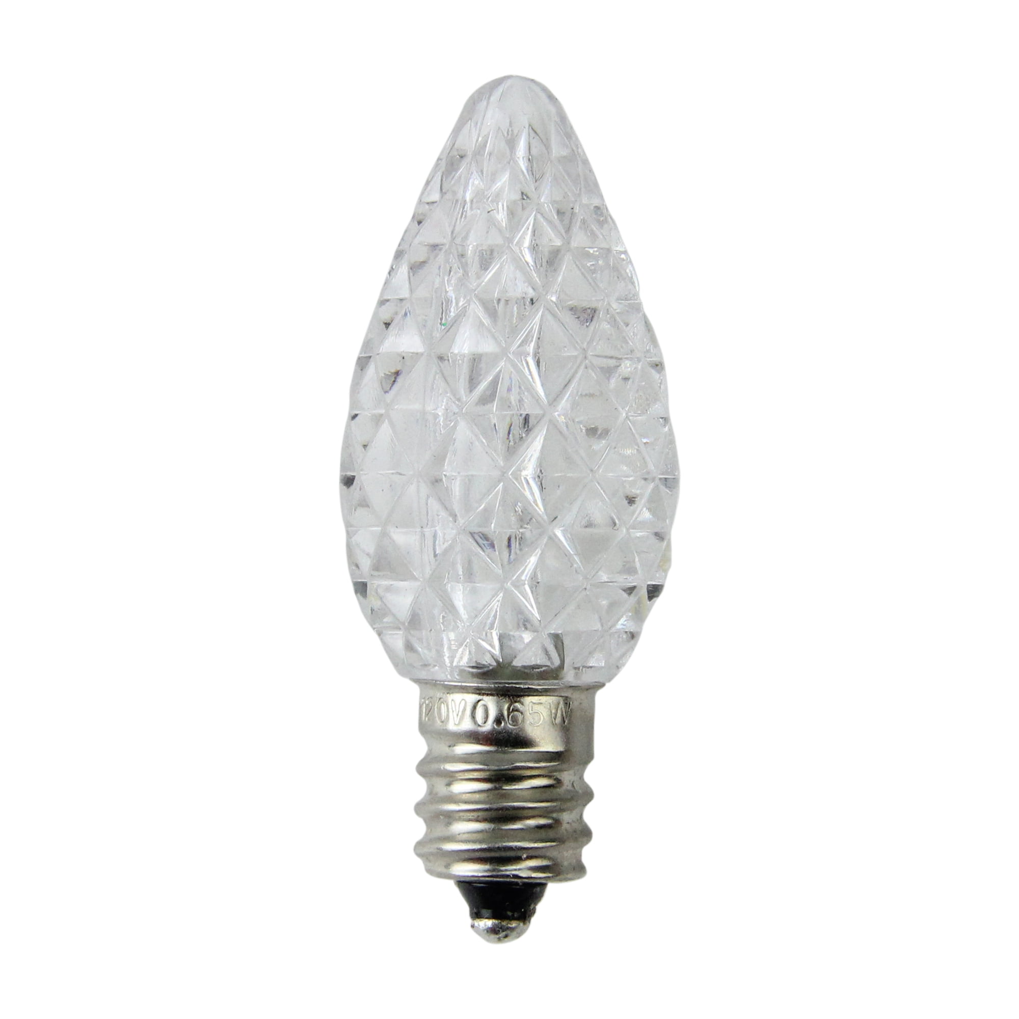 Pack of 25 Faceted LED C7 Pure White Christmas Replacement Bulbs