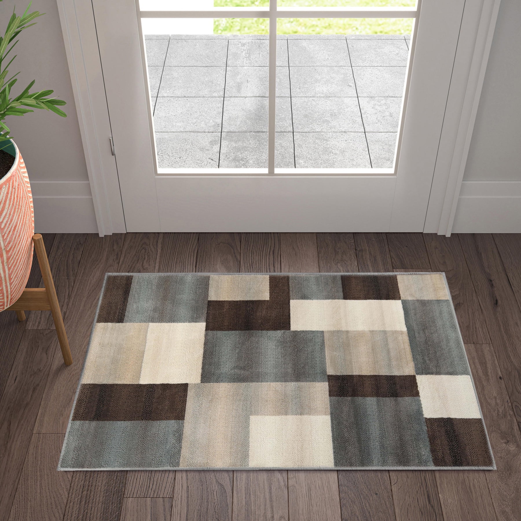 Superior Modern Geometric Fire Retardant and Anti-Static Indoor Area Rug, 2'x3', Grey