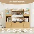 thumbnail image 6 of Hiphuta Kid Storage Toy Organizer, Wood Toy Storage Organizer with 4 Toy Boxes, Kids Bookcase with Book Rack, Natural, 6 of 8