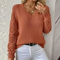 thumbnail image 2 of Turilly Women's Fashion Casual Sweaters New Winter Leisure Hollow-Out Long Sleeve Loose V-Neck Bottom Knit Sweater, 2 of 6