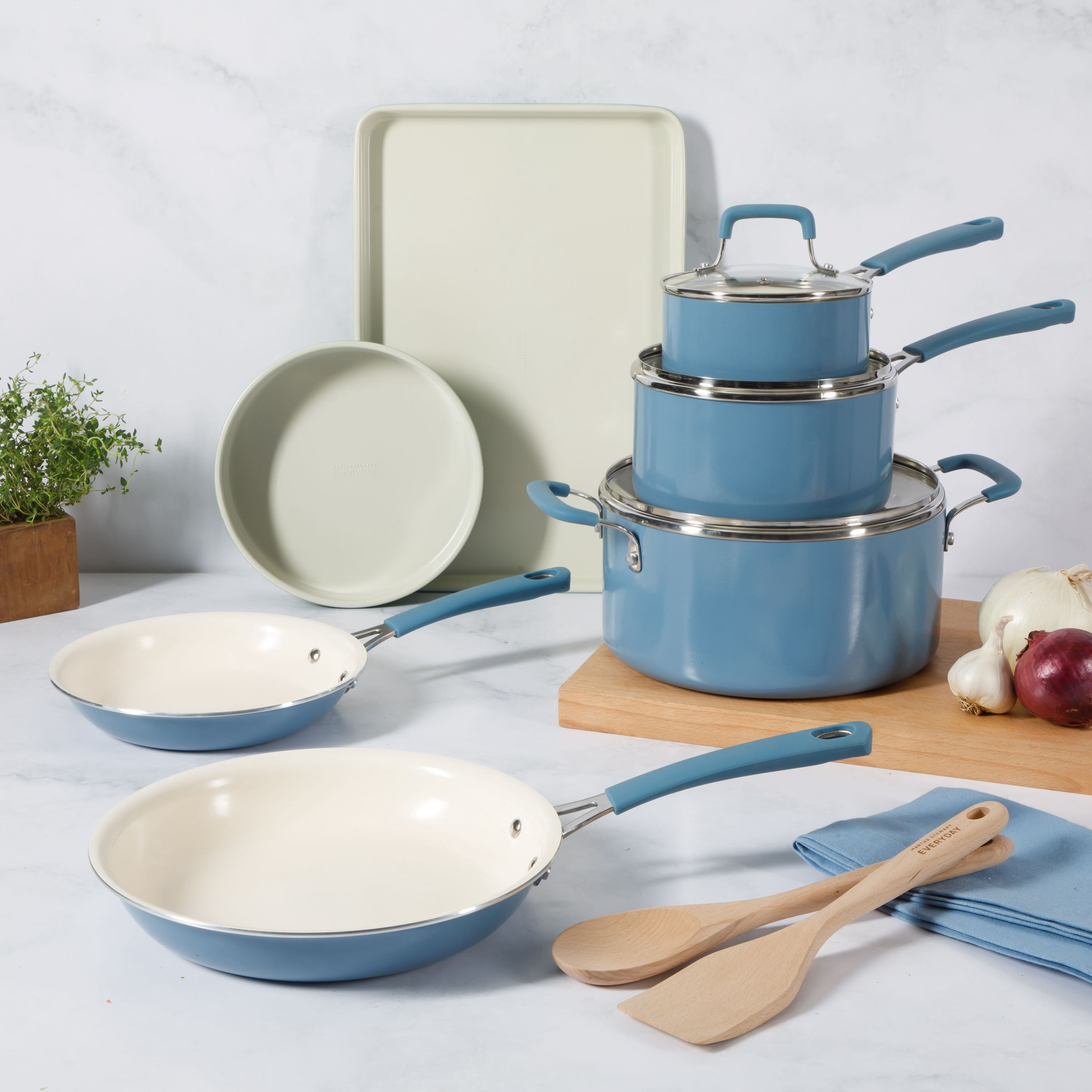 Martha Stewart Everyday 12 Piece Blue Cookware Set