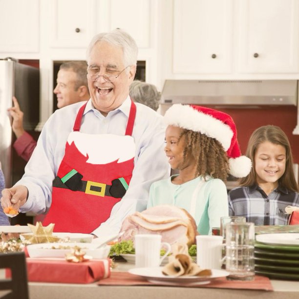 Delantal de Navidad saludable e inofensivo delantal de cocina decoración de Wdftyju Navidad suministros de fiesta de año nuevo Papá Noel elfo nueva moda