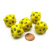 Koplow Games Set of 5 D24 Opaque 24mm 24-Sided Gaming Dice - Yellow with Black Numbers #11794