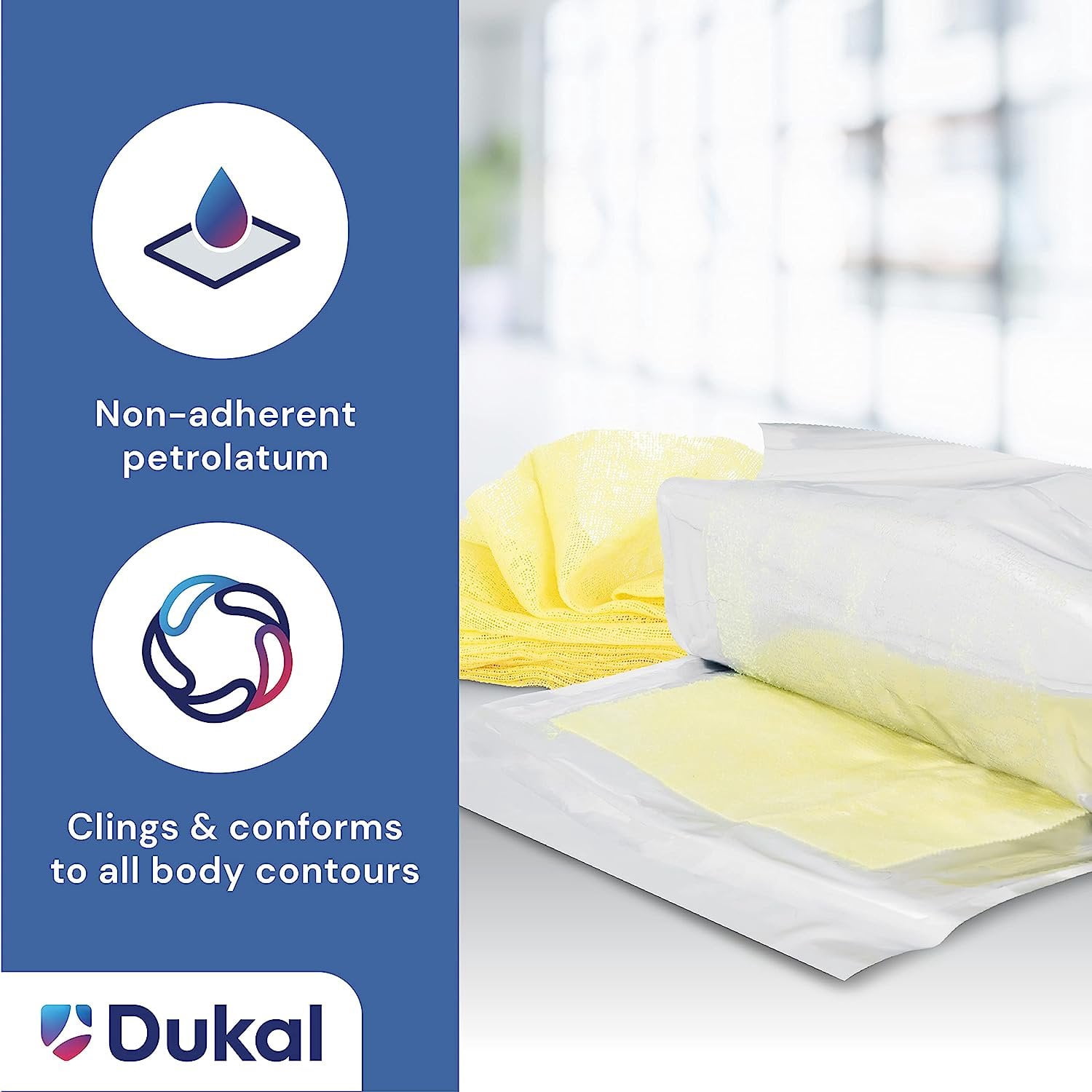 Dukal Xeroform Petrolatum Dressings, 4" x 4", Box of 25 | Non-Adherent & Soothing Wound Care